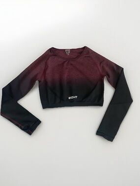 ECHT Burgundy to Black Ombre Long-Sleeve Crop Top